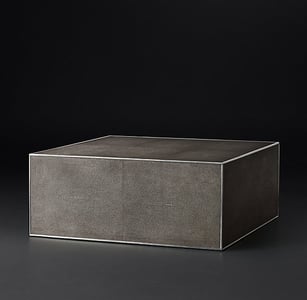 Smythson Shagreen square coffee table in smoke and steel